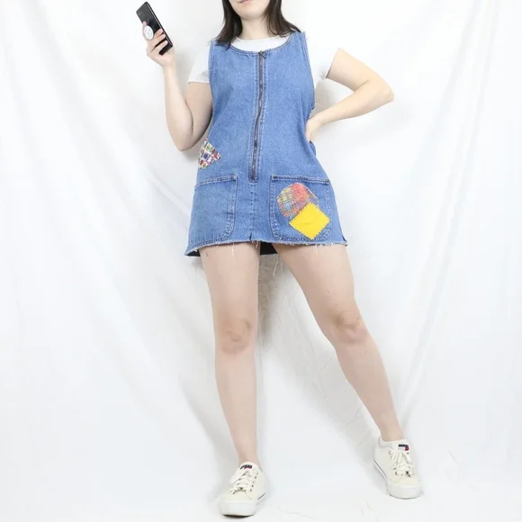 Vintage Denim Patch Dress - Picture 1 of 4